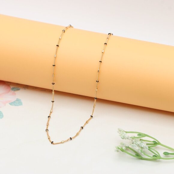 "Rose Gold Beaded Chain Necklace in Elegant Minimal Style, XPNL0320 - Picture 9 of 12